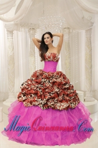 Organza Leopard Popular Quinceanera Dresses With Beaded Decorate