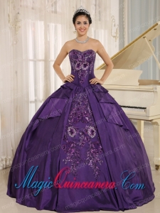 Purple Embroidery Vintage Quinceanera Dress With Sweetheart