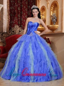 Royal Blue Ball Gown Sweetheart Floor-length Tulle Beading Popular Quinceanera Dresses