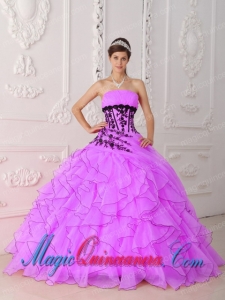 Sweet Hot Pink Strapless Appliques and Ruffles Popular Quinceanera Dresses