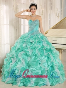 Custom Made Apple Green Beaded and Ruffles 2015 Sweet 15 Quinceanera Dresses