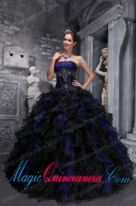 Exclusive Strapless Taffeta and Organza Appliques and Ruffles Multi-color Popular Quinceanera Dresses