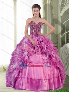 2015 Dramatic Sweetheart Beading and Ruffles Dress for Quinceanera