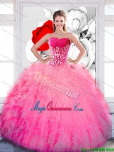 2015 Gorgeous Strapless Quinceanera Gown with Ruffles and Appliques