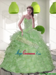 2016 Dramatic Sweetheart Quinceanera Dress with Beading and Ruffles