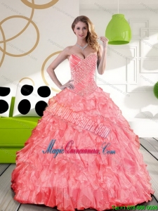 Dramatic Sweetheart 2015 Quinceanera Dress with Beading and Ruffles
