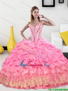 Dramatic Sweetheart 2015 Quinceanera Gown with Pick Ups and Beading