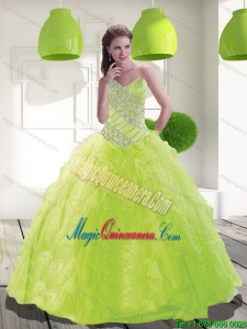 Dramatic Sweetheart Beading Quinceanera Dress in Spring Green