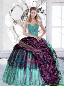 2015 Discount Sweetheart Quinceanera Gown with Pick Ups and Ruffles