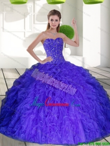 2015 Dramatic Sweetheart Quinceanera Dresses with Beading and Ruffles