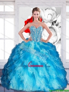 2015 Fashion Sweetheart Multi Color Quinceanera Dresses with Beading and Ruffled Layers