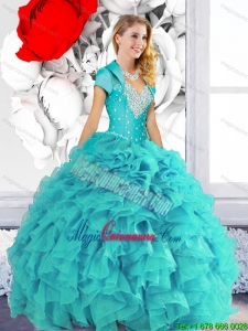 2015 Fashion Sweetheart Quinceanera Dresses with Beading and Ruffles