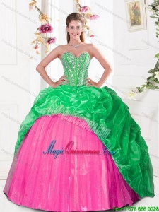 2015 Luxuriously Sweetheart Quinceanera Gown with Beading and Pick Ups