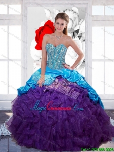 Beautiful Sweetheart Beading and Ruffled Layers Quinceanera Gown for 2015 Spring