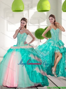 Delicate Beading and Ruffled Layers Quinceanera Gowns in Multi Color for 2015