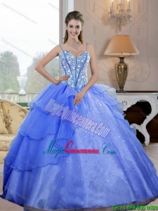 Fashion Spaghetti Straps 2015 Quinceanera Dresses with Beading