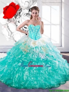 Fashion Sweetheart Ball Gown Sweet 15 Dresses with Beading and Ruffles