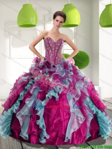 2015 New Style Sweetheart Quinceanera Dresses with Beading and Ruffles