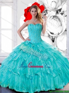 Feminine Sweetheart 2015 Quinceanera Dresses with Beading and Ruffled Layers