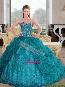 Luxury 2015 Sweetheart Quinceanera Dresses with Beading and Pick Ups