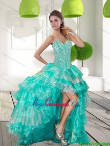 New Arrival Beading and Ruffled Layers High Low Dama Dresses for 2015