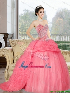 The Super Hot Sweetheart 2015 Sweet 16 Dress with Beading and Ruffles