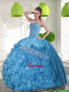 2015 Luxury Sweetheart Quinceanera Dresses with Beading and Ruffles