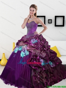 2015 New Style Sweetheart Quinceanera Dresses with Pick Ups and Appliques