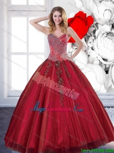 Luxury 2015 Sweetheart Quinceanera Dresses with Appliques