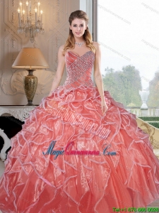 Luxury Sweetheart Ruffles and Beading Quinceanera Dresses for 2015