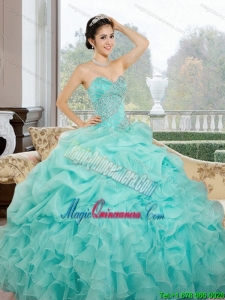 2015 Popular Sweetheart Quinceanera Dresses with Ruffles and Pick Ups