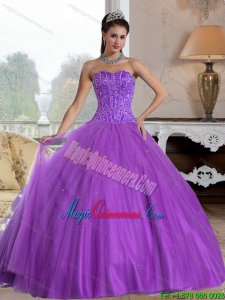 2015 Popular Ball Gown Sweet 15 Quinceanera Dresses with Beading