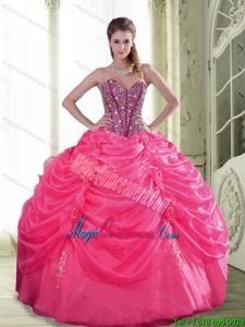 Beautiful Beading and Hand Made Flowers Sweet 15 Quinceanera Dresses for 2015