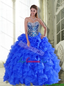 Popular Strapless 2015 Sweet 15 Quinceanera Dresses with Beading and Ruffles