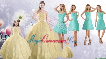 Champagne Ball Gown Quinceanera Dress and Square Knee Length Dama Dresses and Cute Beading Litter Girl Dress