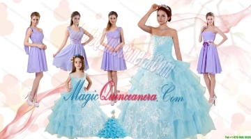 Strapless Ruffles Elegant Quinceanera Dress and Lavender Mini Length Prom Dress and Appliques and Ruffles Baby Bule Little Girl Pageant Dress