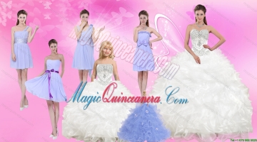 White Sweetheart Quinceanera Dress and Beautiful Short Dama Dresses and 2015 White Litter Girl Dress
