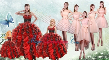 2015 Elegant Ruffles Multi Color Sweet 15 Dresse and Pretty Short Dama Dresses and Beading and Ruffles Litter Girl Dress