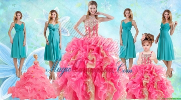 Beading Multi Color Ball Gown Quinceanera Dress and Ruching Knee Length Dama Dresses and Ruffles Spaghetti Straps Litter Girl Dress