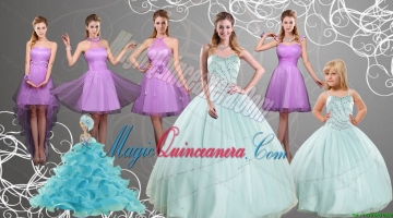 Cheap Sweetheart Beading Quinceanera Dress and Lilac Short Prom Dresses and Apple Green Spaghetti Straps Beading Pageant Dresses for Litter Girl