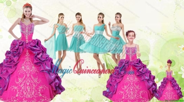 Spaghetti Straps Pick Ups 2015 Quinceanera Dress and Short Pretty Dama Dresses and Multi Color Litter Girl Dress