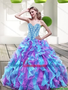 2015 Luxury Sweetheart Multi Color Quinceanera Dresses with Beading and Ruffles