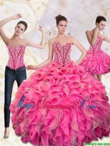 2015 Luxury Sweetheart Quinceanera Gown with Beading and Ruffles