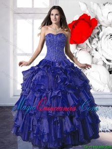 Dramatic Beading and Ruffles Ball Gown Quinceanera Dresses for 2015