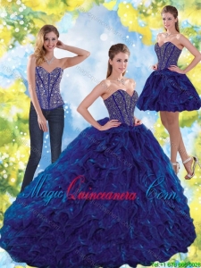 Gorgeous Beading and Ruffles Sweetheart Ball Gown Quinceanera Dresses for 2015v