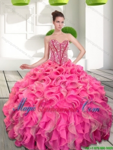 Gorgeous Beading and Ruffles Sweetheart Quinceanera Dresses for 2015