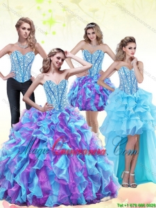 2015 Beading and Ruffles Sweet 15 Quinceanera Dresses in Multi Color