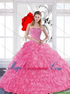2015 Popular Quinceanera Dresses with Beading and Ruffled Layers