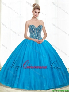 2015 Popular Sweetheart Ball Gown Beading Quinceanera Dresses in Teal