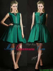 2016 Classical A Line Green Short Dama Dress with Beading and Belt